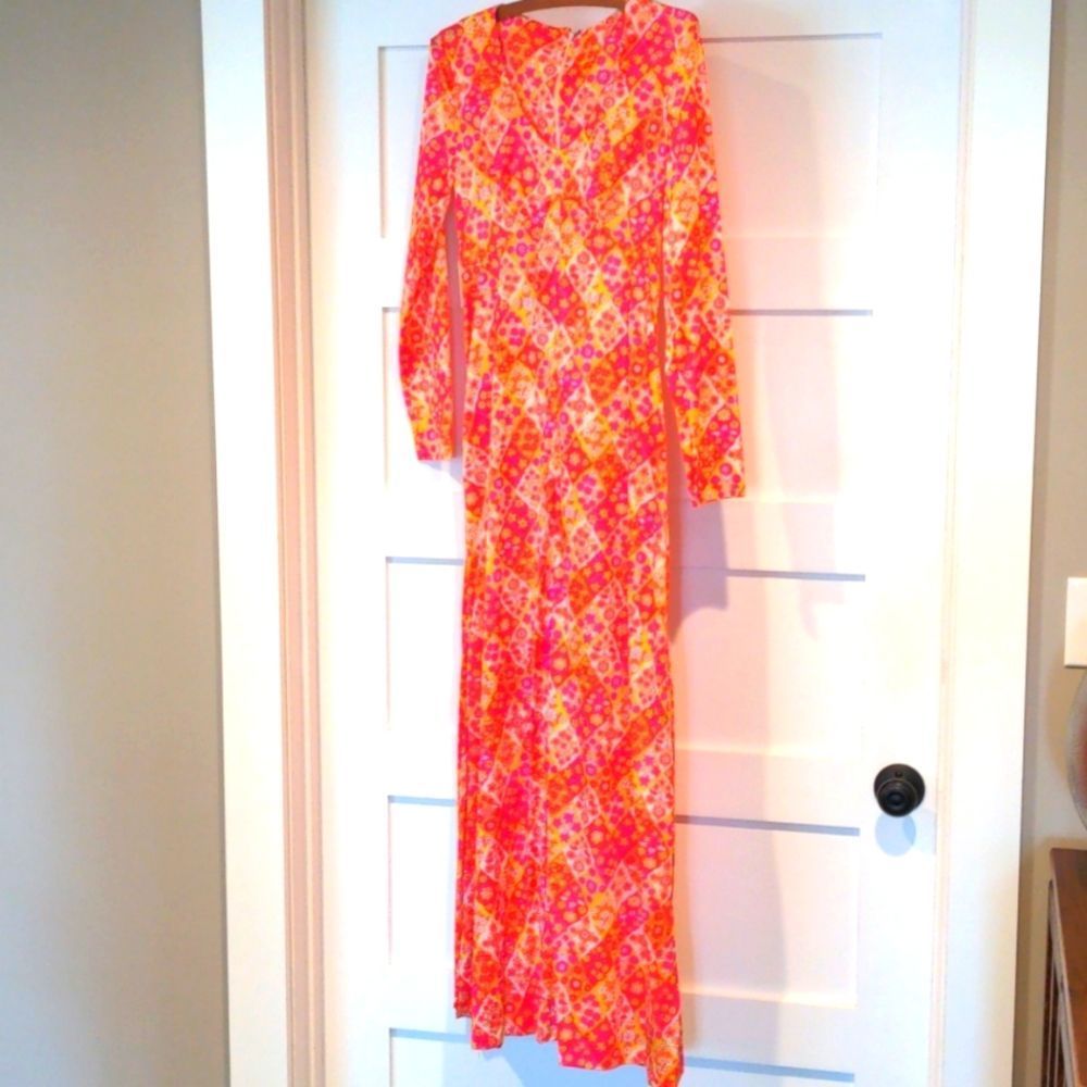 Vintage 70s maxi dress long sleeves